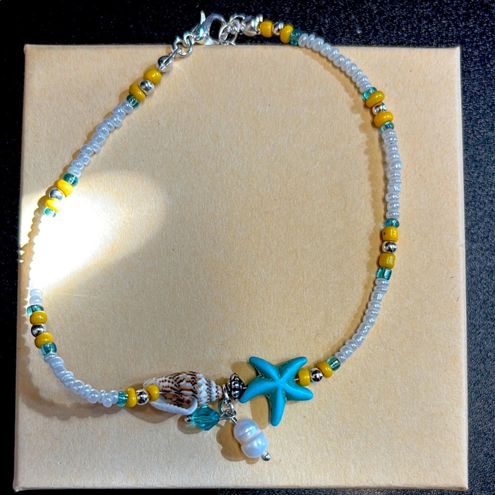 Starfish Charm Beaded Ankle Bracelet - Multicolor